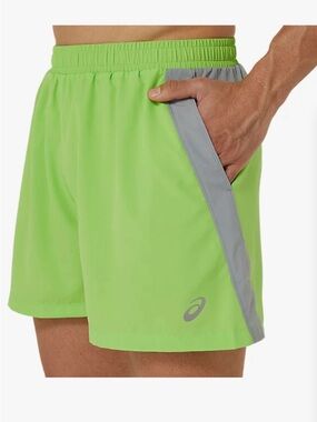 Asics Mens 5” PR Lyte Running Gym Active Shorts Neon Green size Medium NWT$32